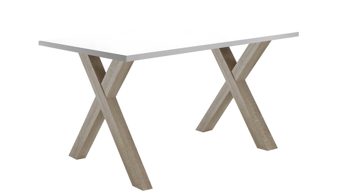 Schreibtisch Mäusbacher i.i. aus Holz in Weiß Schreibtisch Mister Office Mattweiß & Eiche sägerau – ca. 140 x 70 cm