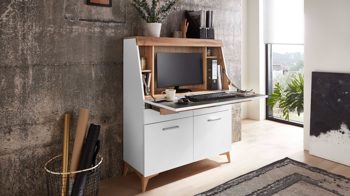 Sekretär Innostyle aus Holz in Holzfarben Sekretär Secret Eiche Altholz & Weiß