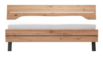 Bettgestell Interliving aus Holz in Holzfarben Interliving Schlafzimmer Serie 1019 – Bettgestell 523381 Wildeiche & weißer Mattlack –  Liegefläche ca. 180 x 200 cm