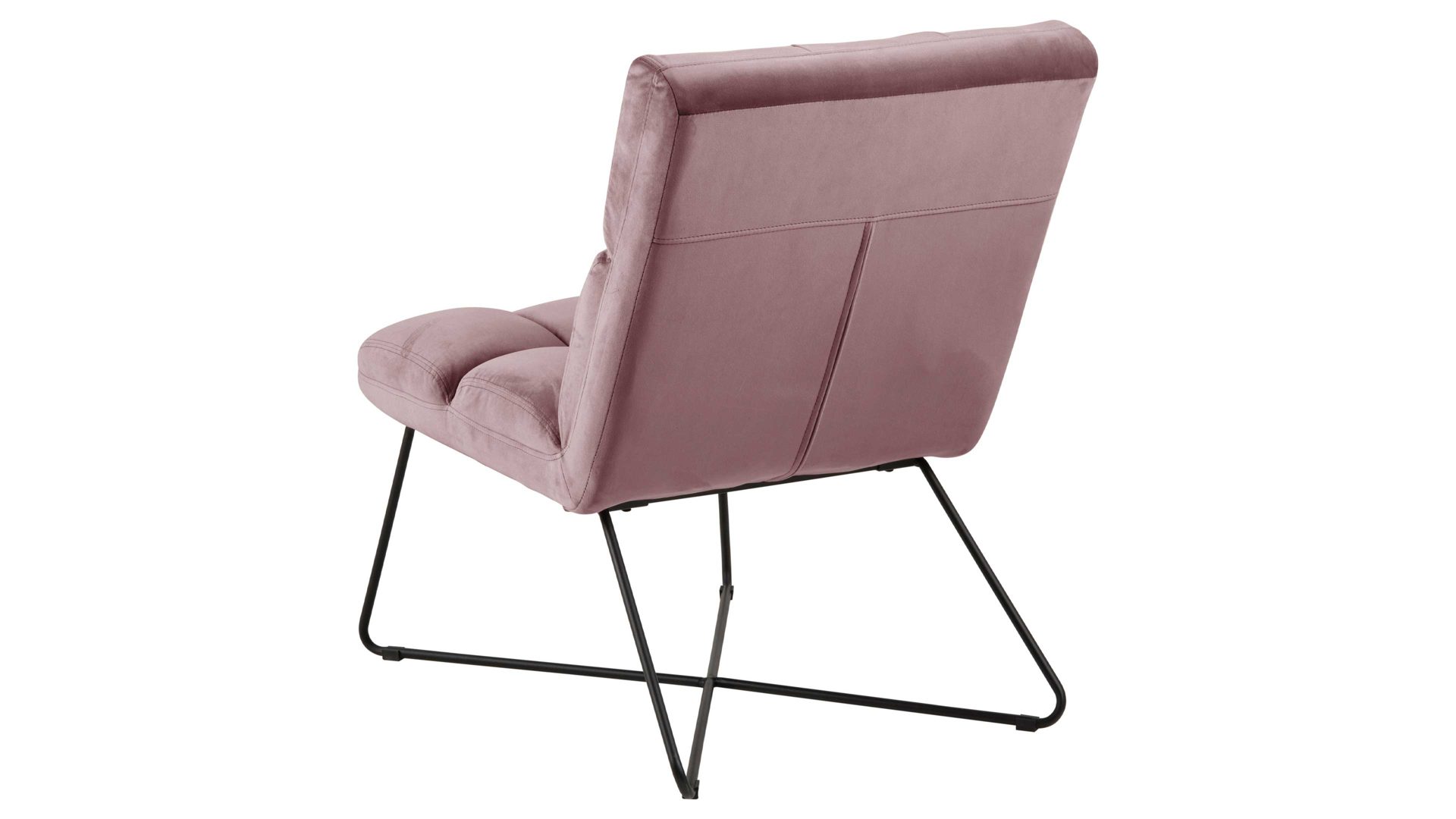 Lounge-Stuhl Actona group aus Stoff in Rosa Loungestuhl Alba pastellrosa Samt Vic 18 & schwarzes Metallgestell