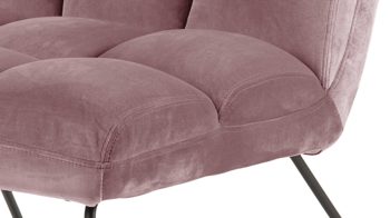 Lounge-Stuhl Actona group aus Stoff in Rosa Loungestuhl Alba pastellrosa Samt Vic 18 & schwarzes Metallgestell