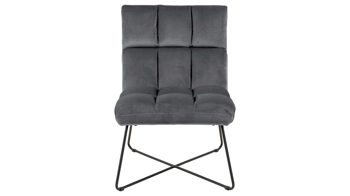 Lounge-Stuhl Actona group aus Stoff in Dunkelgrau Loungestuhl Alba dunkelgrauer Samt VIC 28 & schwarzes Metallgestell