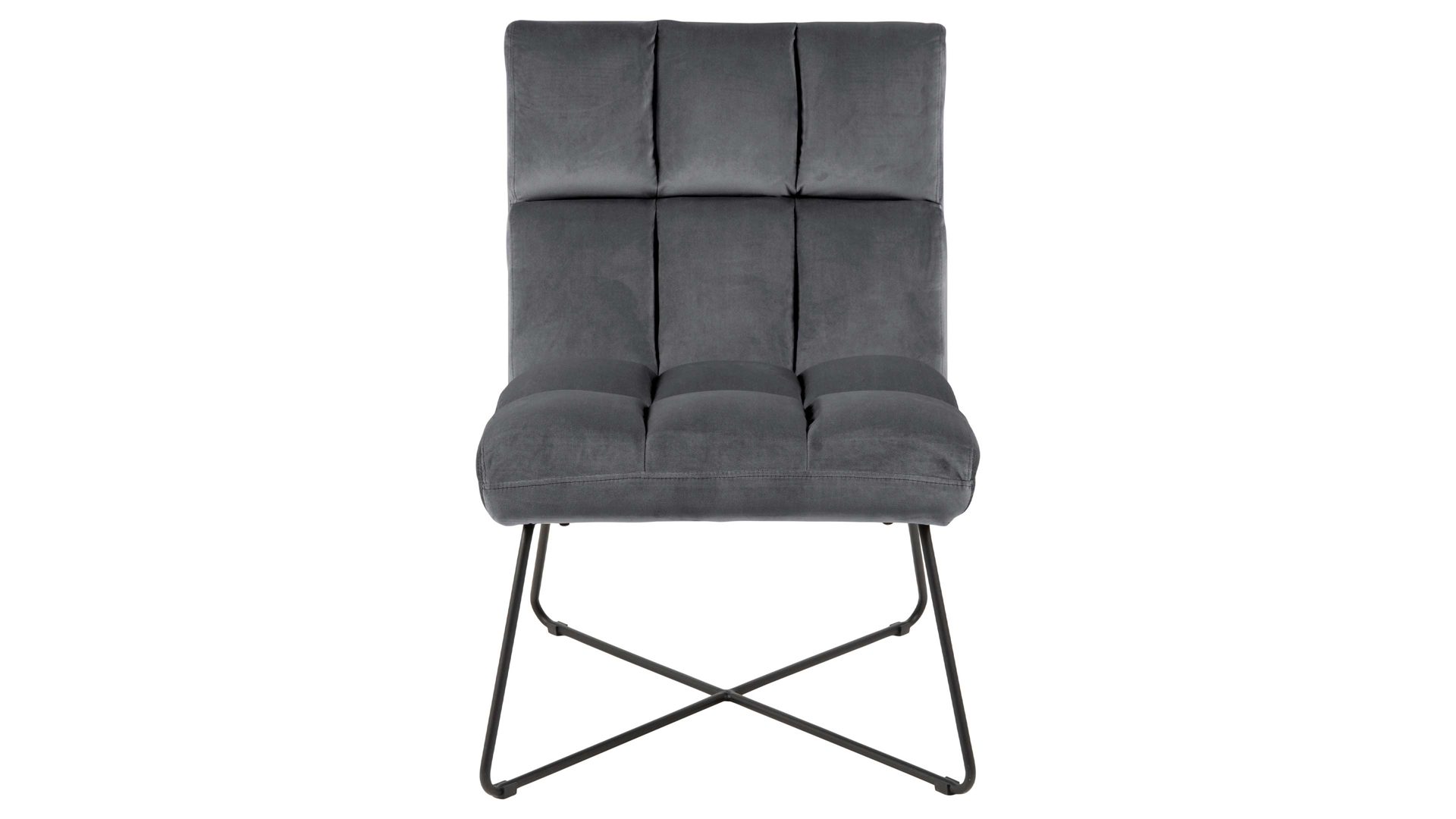 Lounge-Stuhl Actona group aus Stoff in Dunkelgrau Loungestuhl Alba dunkelgrauer Samt VIC 28 & schwarzes Metallgestell