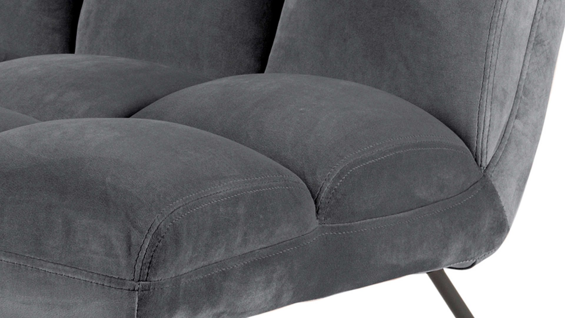 Lounge-Stuhl Actona group aus Stoff in Dunkelgrau Loungestuhl Alba dunkelgrauer Samt VIC 28 & schwarzes Metallgestell