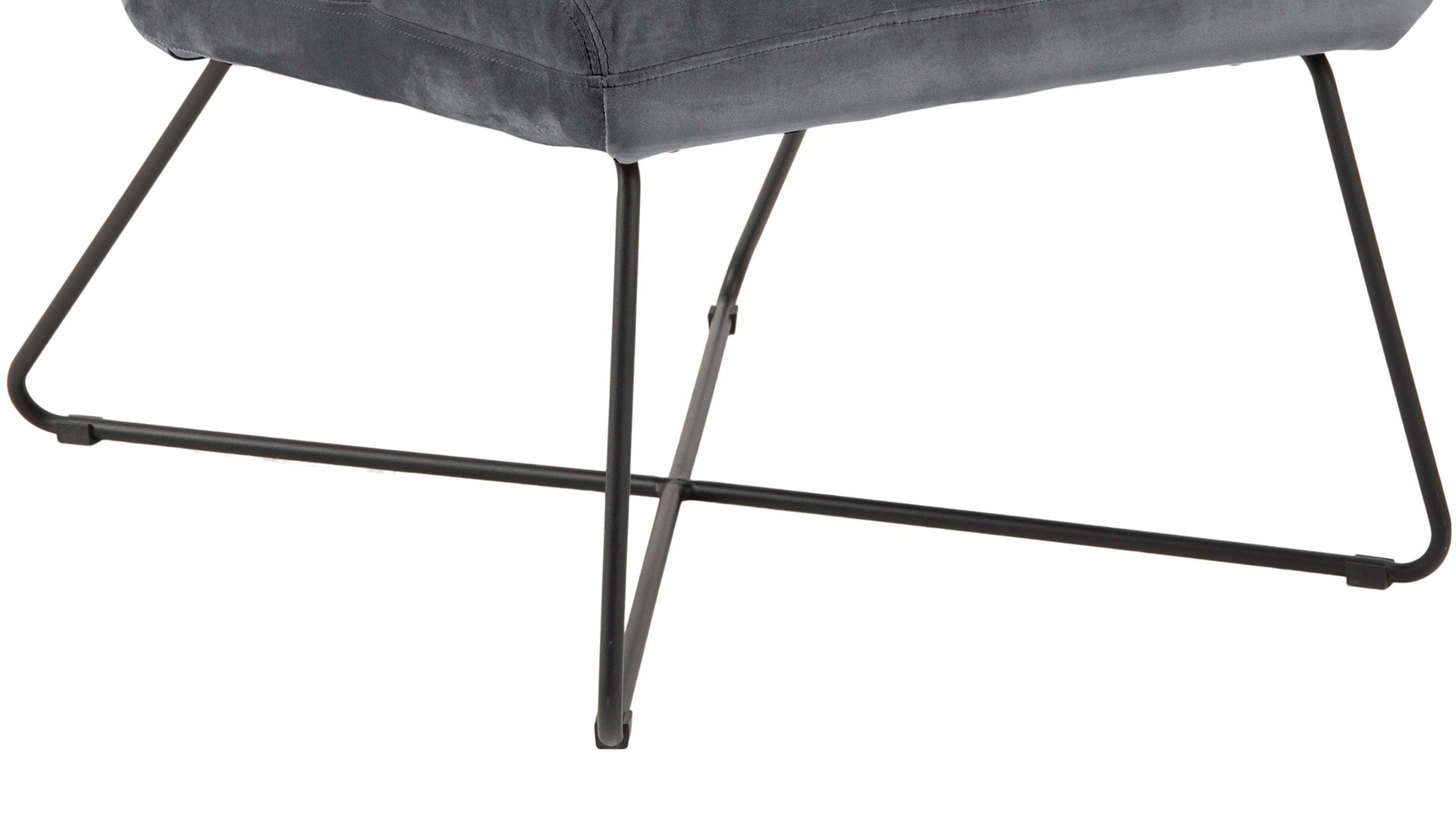 Lounge-Stuhl Actona group aus Stoff in Dunkelgrau Loungestuhl Alba dunkelgrauer Samt VIC 28 & schwarzes Metallgestell