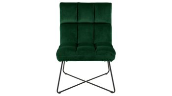 Lounge-Stuhl Actona group aus Stoff in Dunkelgrün Loungestuhl Alba waldgrüner Samt VIC 68AC & schwarzes Metallgestell