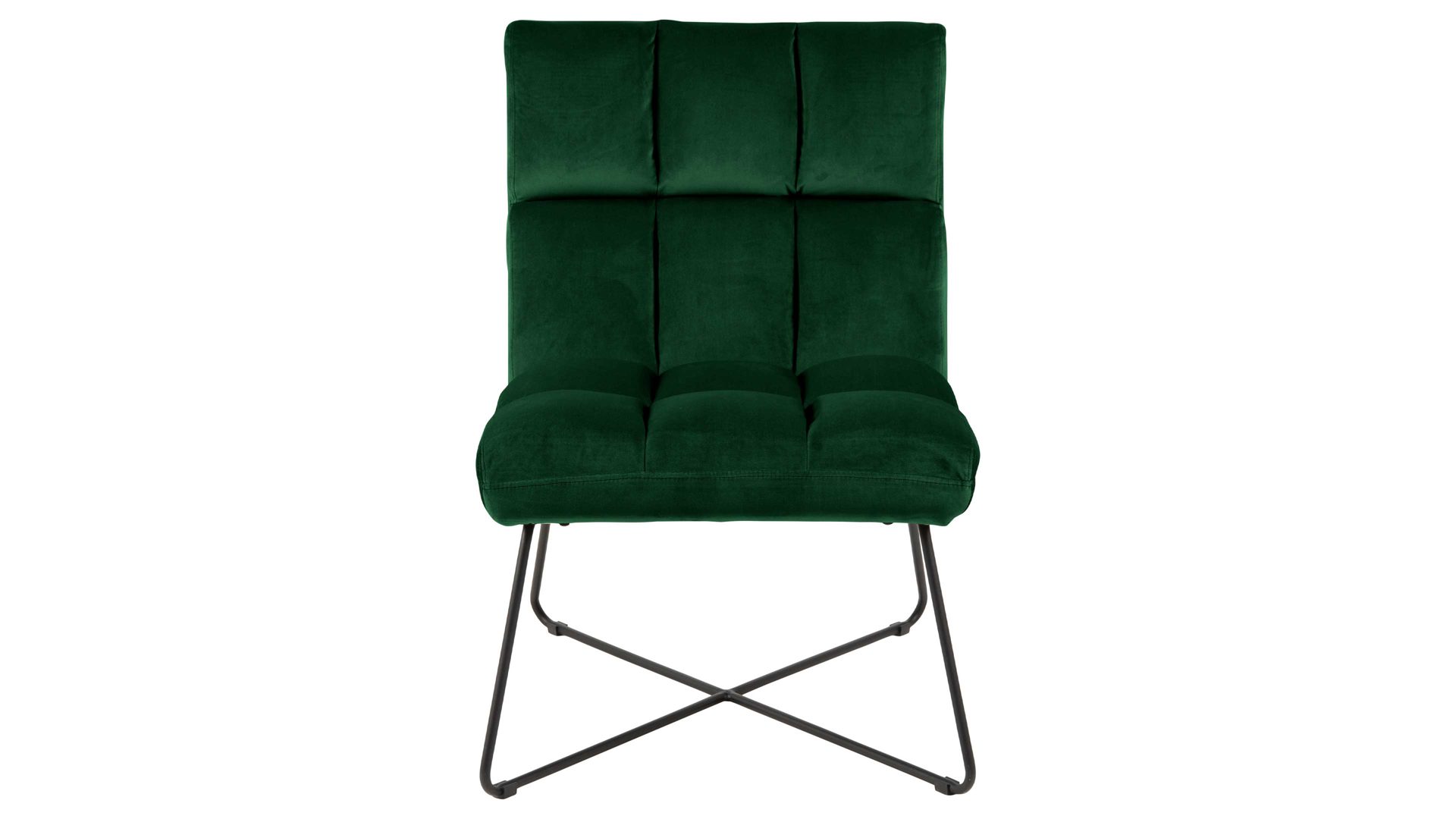 Lounge-Stuhl Actona group aus Stoff in Dunkelgrün Loungestuhl Alba waldgrüner Samt VIC 68AC & schwarzes Metallgestell