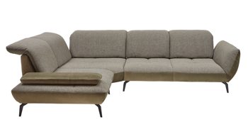 Ecksofa KAWOO aus Stoff in Grün KAWOO Polsterprogramm New Jersey - Ecksofa olivfarbener Bezug Riviera & khakifarbener Bezug Amsterdam – Stellfläche ca. 269 x 329 cm