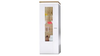 Vitrine Mca furniture aus Holz in Weiß Wohnprogramm Cali - Vitrine 10 Weiß & Wotan Eiche - eine Tür, Breite ca. 70 cm