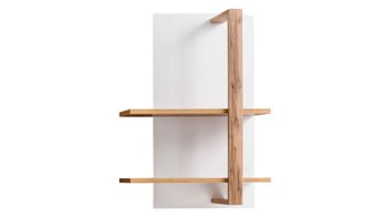 Wohnwand Mca furniture aus Holz in Weiß Wohnprogramm Cali - Wohnwand 02 Weiß & Wotan Eiche - dreiteilig, Breite ca. 324 cm