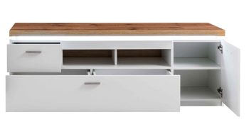 Lowboard Mca furniture aus Holz in Weiß Wohnprogramm Cali - Lowboard 30 Weiß & Wotan Eiche - Breite ca. 156 cm