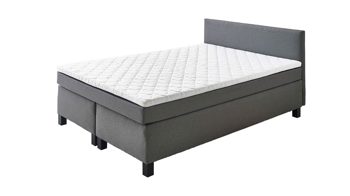 Boxspringbett Sun garden | 162719 aus Stoff in Grau Boxspringbett Philly silberfarbener Bezug 50290-720 – Liegefläche ca. 140 x 200 cm