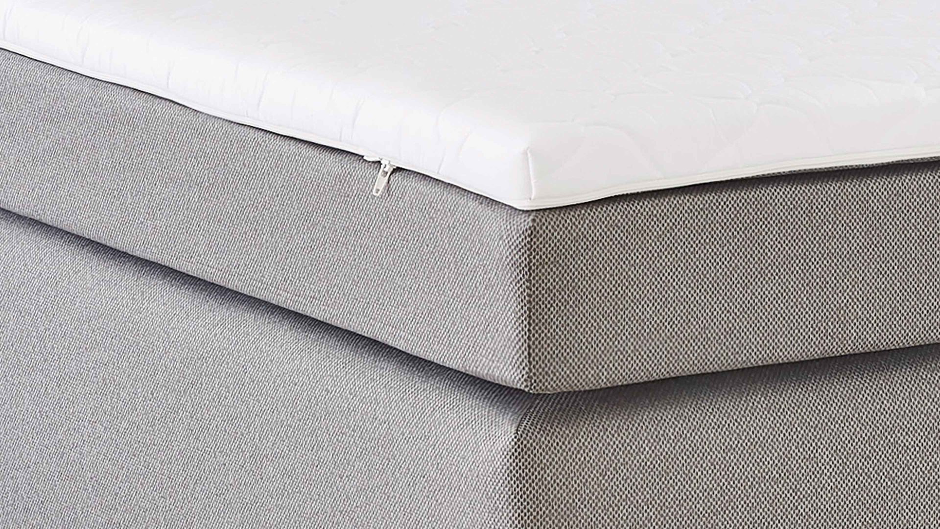 Boxspringbett Sun garden | 162719 aus Stoff in Grau Boxspringbett Philly silberfarbener Bezug 50290-720 – Liegefläche ca. 100 x 200 cm