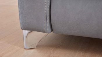 Ecksofa modulmaster aus Stoff in Hellgrau Modulmaster Sofa Serie MM-MP1110 - Ecksofa stahlfarbene Mikrofaser Mammut & glänzende Winkelfüße - Stellfläche ca. 299 x 260 cm