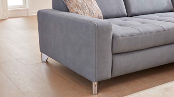 Ecksofa modulmaster aus Stoff in Hellgrau Modulmaster Sofa Serie MM-MP1110 - Ecksofa stahlfarbene Mikrofaser Mammut & glänzende Winkelfüße - Stellfläche ca. 299 x 260 cm