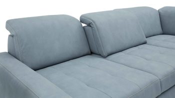 Ecksofa modulmaster aus Stoff in Hellgrau Modulmaster Sofa Serie MM-MP1110 - Ecksofa stahlfarbene Mikrofaser Mammut & glänzende Winkelfüße - Stellfläche ca. 299 x 260 cm