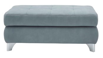 Polsterhocker modulmaster aus Stoff in Hellgrau Modulmaster Sofa Serie MM-MP1110 - XXL-Hocker stahlfarbene Mikrofaser Mammut & glänzende Winkelfüße - ca. 129 x 64 cm