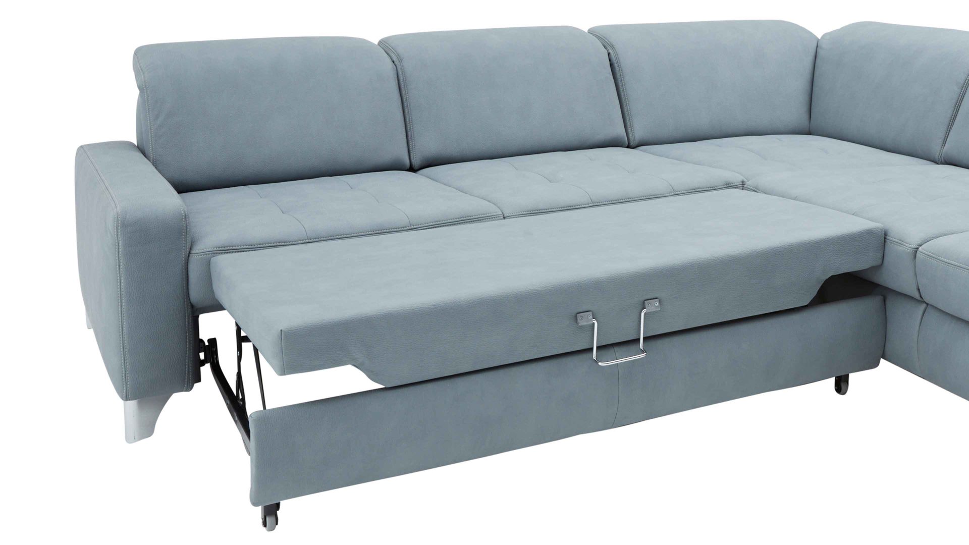 Funktion modulmaster aus Stoff in Hellgrau Modulmaster Sofa Serie MM-MP1110 - Schlaffunktion stahlfarbene Mikrofaser Mammut