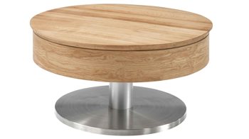 Couchtisch A better place furniture aus Holz in Holzfarben Couchtisch Suva mit Stauraum Asteiche & Edelstahl - Durchmesser ca. 79 cm