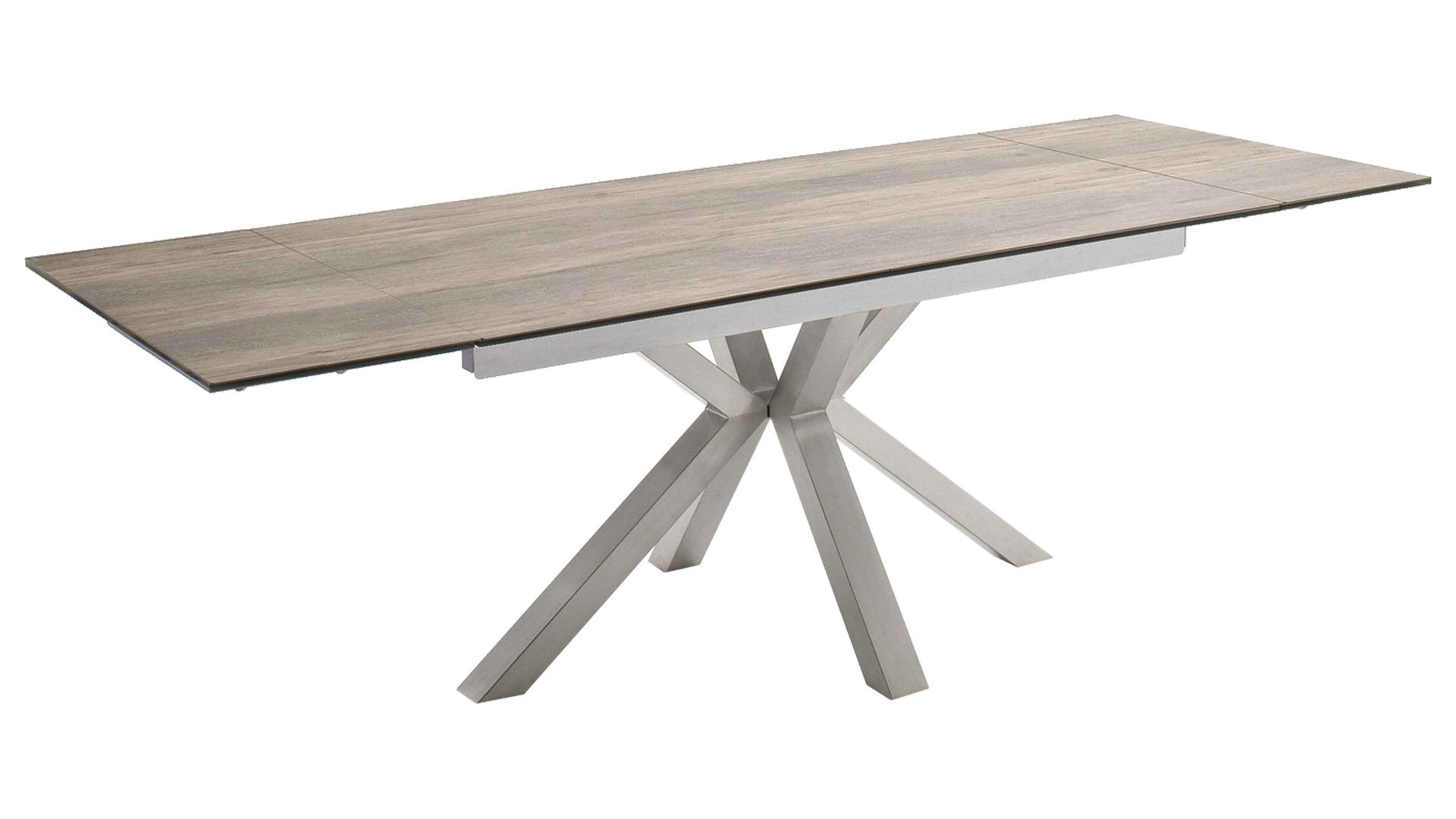 Auszugtisch Mca furniture aus Keramik in Holzfarben Auszugtisch Nagano Barrique & Edelstahl – ca. 160 - 240 x 90 cm