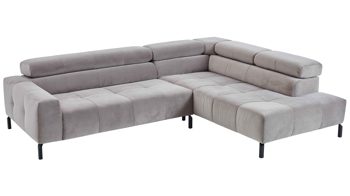 Ecksofa SOFAkultur aus Stoff in Hellgrau SOFAkultur Programm SK 745 2.0 - Ecksofa silberfarbener Bezug Velvet - Stellfläche ca.  276 x 219 cm
