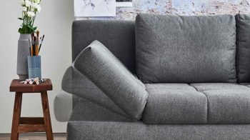 Schlafsofa Restyl aus Stoff in Anthrazit Schlafsofa Talia C anthrazitfarbener Bezug 2-6931 & schwarze Metallfüße