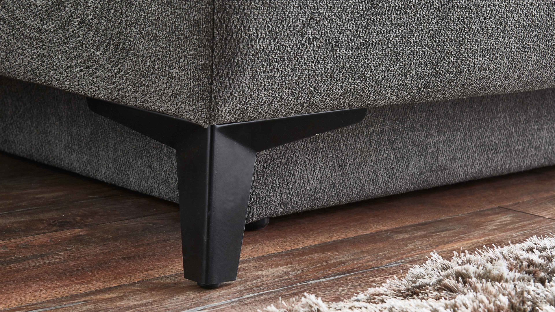 Schlafsofa Restyl aus Stoff in Anthrazit Schlafsofa Talia C anthrazitfarbener Bezug 2-6931 & schwarze Metallfüße