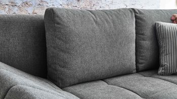 Schlafsofa Restyl aus Stoff in Anthrazit Schlafsofa Talia C anthrazitfarbener Bezug 2-6931 & schwarze Metallfüße