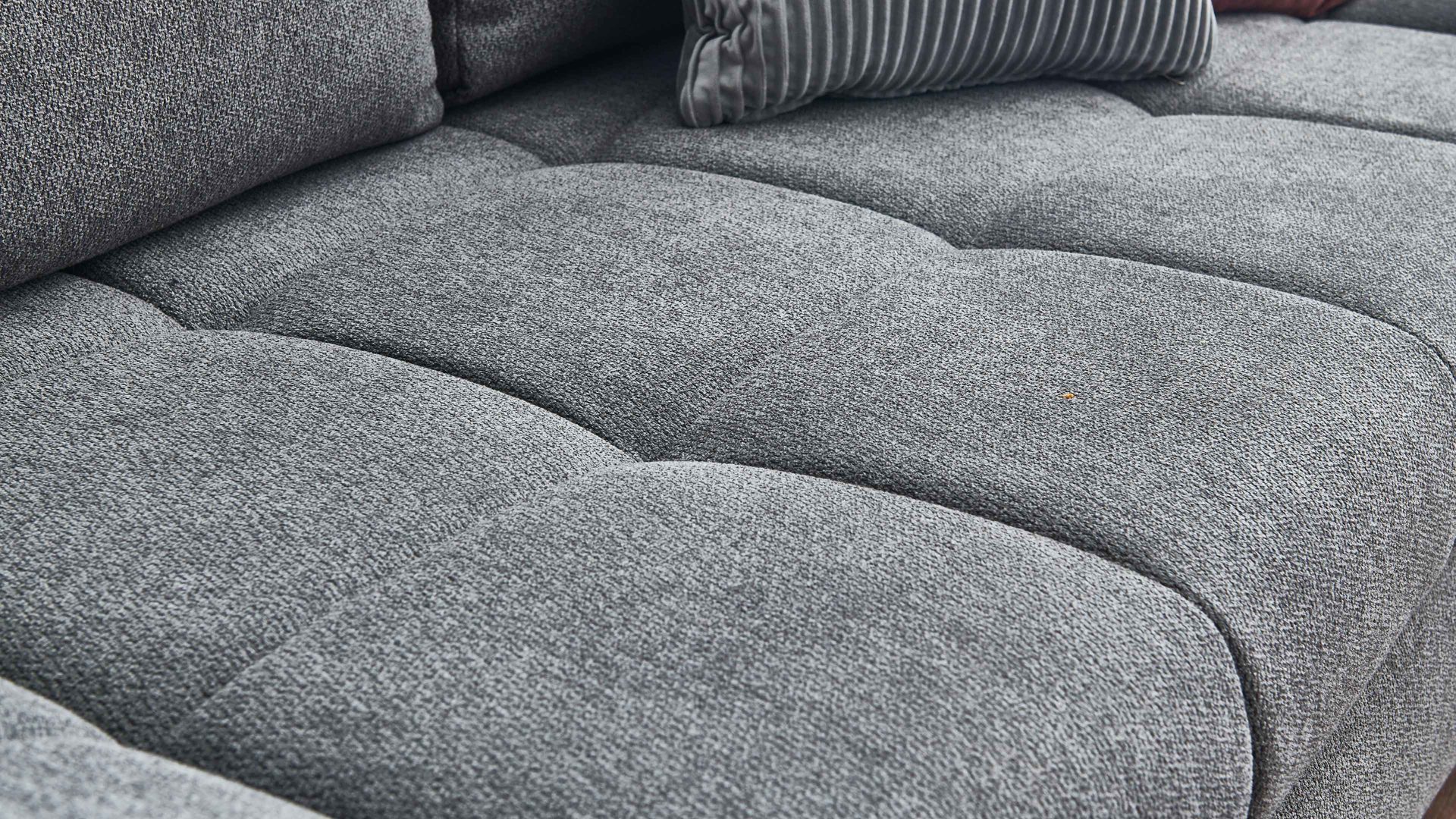 Schlafsofa Restyl aus Stoff in Anthrazit Schlafsofa Talia C anthrazitfarbener Bezug 2-6931 & schwarze Metallfüße