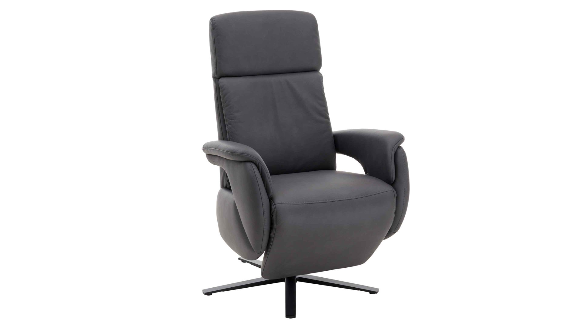 Relaxsessel Steinpol polsteria aus Leder in Anthrazit Polsterprogramm Relaxa 6.0 Plus PSG XC - Drehsessel anthrazitfarbenes Leder Punch & mattschwarzer Sternfuß