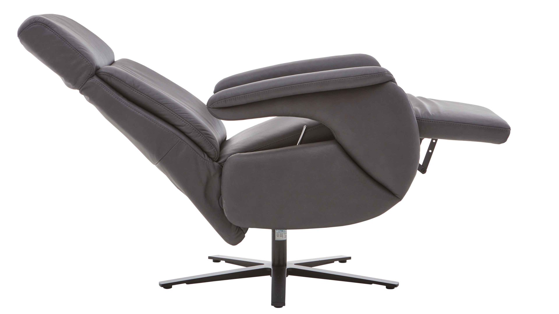 Relaxsessel Steinpol polsteria aus Leder in Anthrazit Polsterprogramm Relaxa 6.0 Plus PSG XC - Drehsessel anthrazitfarbenes Leder Punch & mattschwarzer Sternfuß