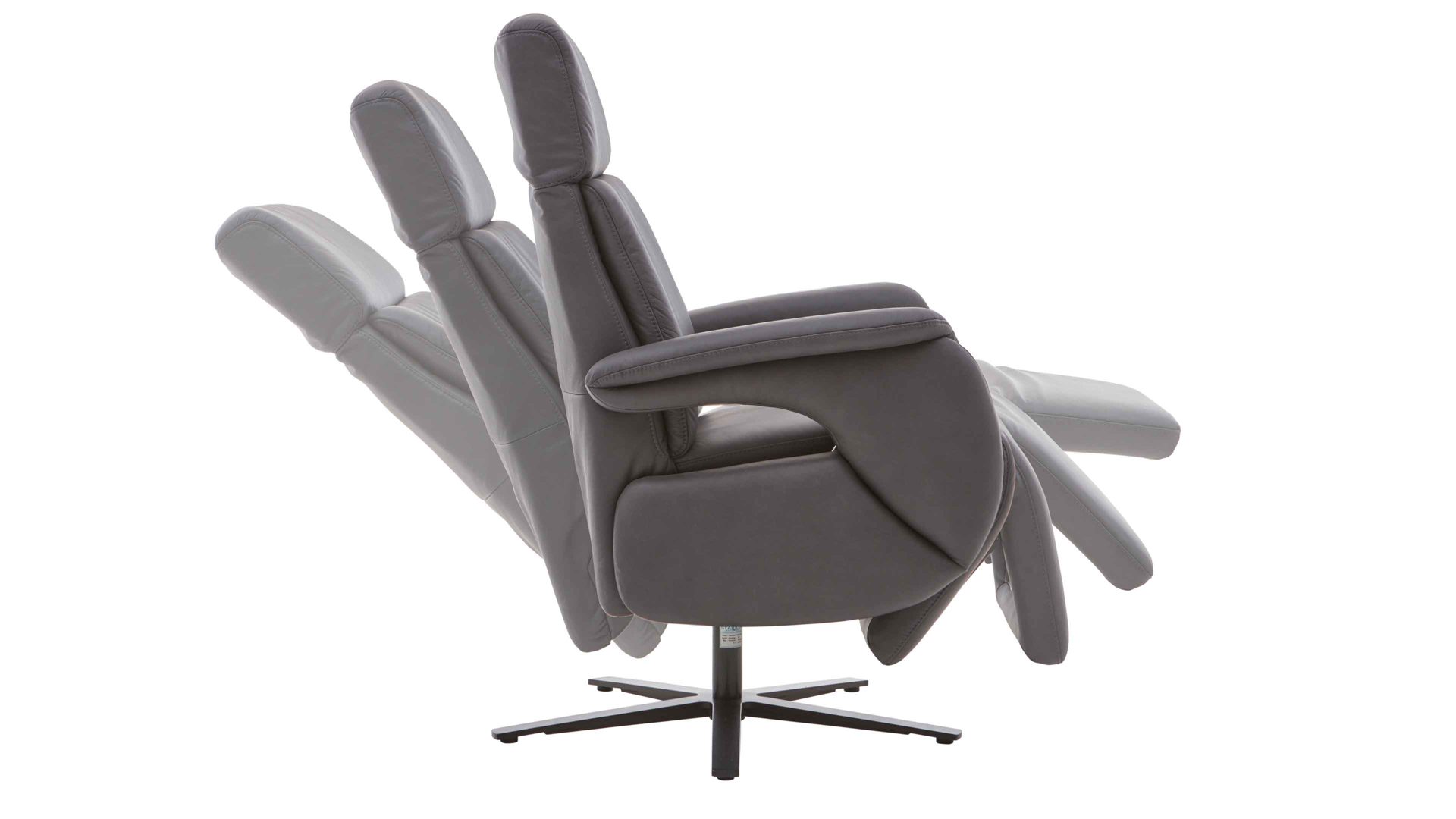Relaxsessel Steinpol polsteria aus Leder in Anthrazit Polsterprogramm Relaxa 6.0 Plus PSG XC - Drehsessel anthrazitfarbenes Leder Punch & mattschwarzer Sternfuß