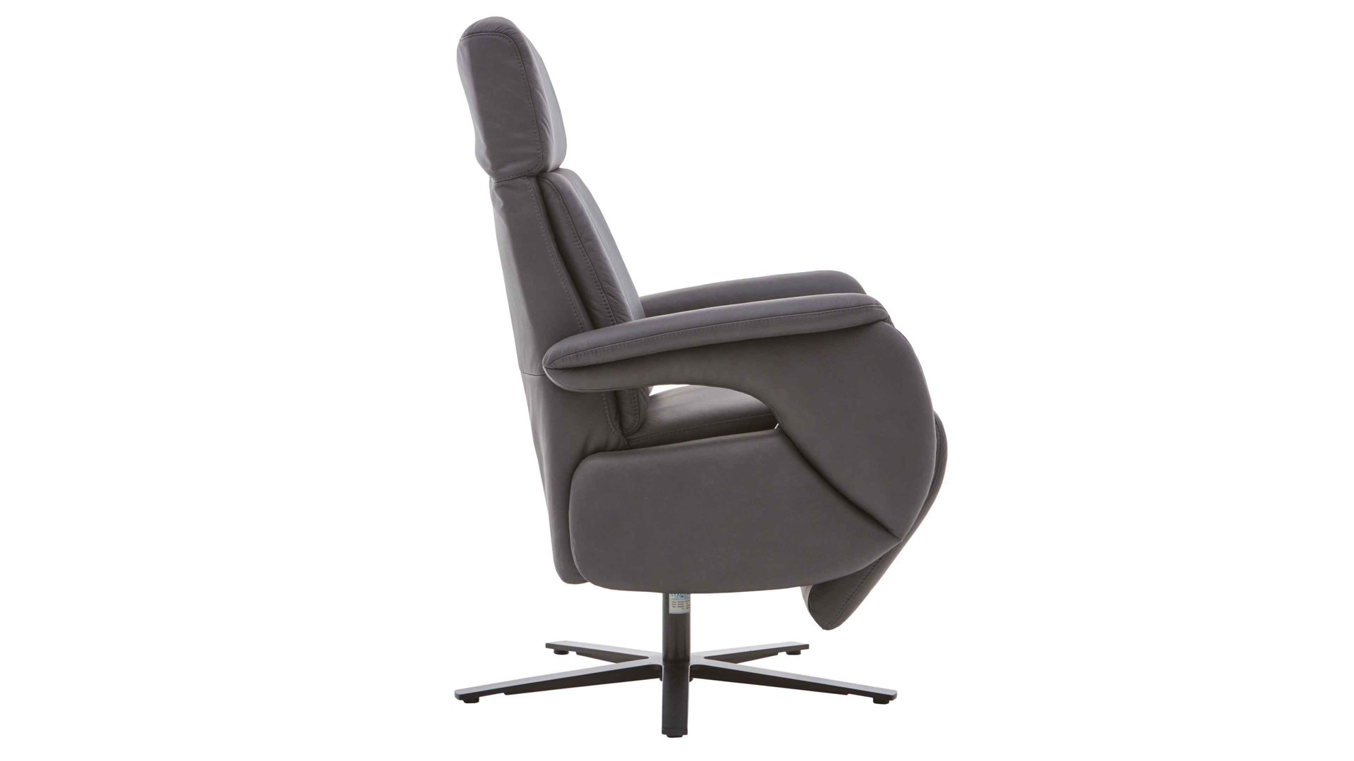 Relaxsessel Steinpol polsteria aus Leder in Anthrazit Polsterprogramm Relaxa 6.0 Plus PSG XC - Drehsessel anthrazitfarbenes Leder Punch & mattschwarzer Sternfuß