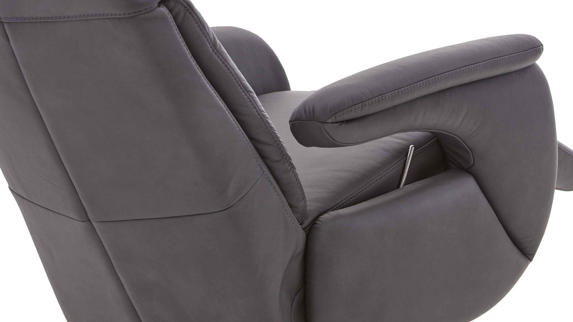 Relaxsessel Steinpol polsteria aus Leder in Anthrazit Polsterprogramm Relaxa 6.0 Plus PSG XC - Drehsessel anthrazitfarbenes Leder Punch & mattschwarzer Sternfuß