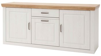 Sideboard Mca furniture aus Holz in Weiß Wohnprogramm Brixen - Sideboard Pinie Aurelio & Grandson Oak - drei Türen, eine Schublade
