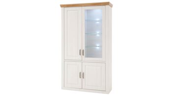 Vitrine Mca direkt aus Holz in Weiß Wohnprogramm Brixen - Vitrine 12 Pinie Aurelio & Grandson Oak - vier Türen, Höhe ca. 210 cm