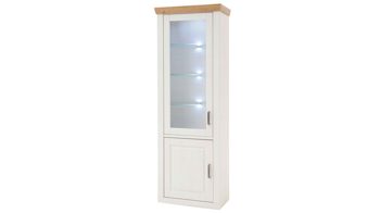 Vitrine Mca direkt aus Holz in Weiß Wohnprogramm Brixen - Vitrine 12 Pinie Aurelio & Grandson Oak - zwei Türen, Höhe ca. 210 cm