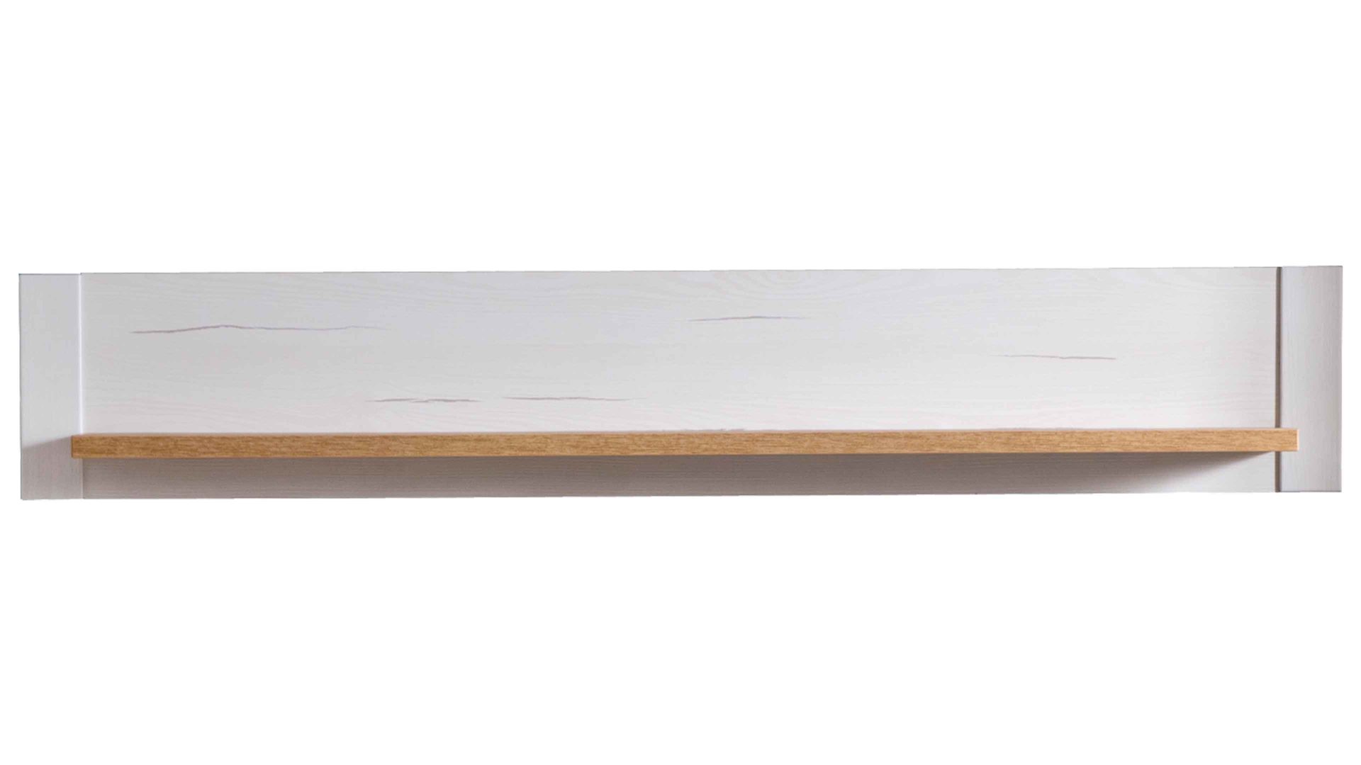 Wandregal Mca furniture aus Holz in Weiß Wohnprogramm Brixen - Wandregal 50 Pinie Aurelio & Grandson Oak - Länge ca. 150 cm