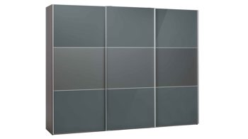Kleiderschrank Staud aus Glas in Dunkelgrau STAUD Schwebetürenschrank Ancona Vulkan & Aluminium - drei Türen, Breite ca. 280 cm