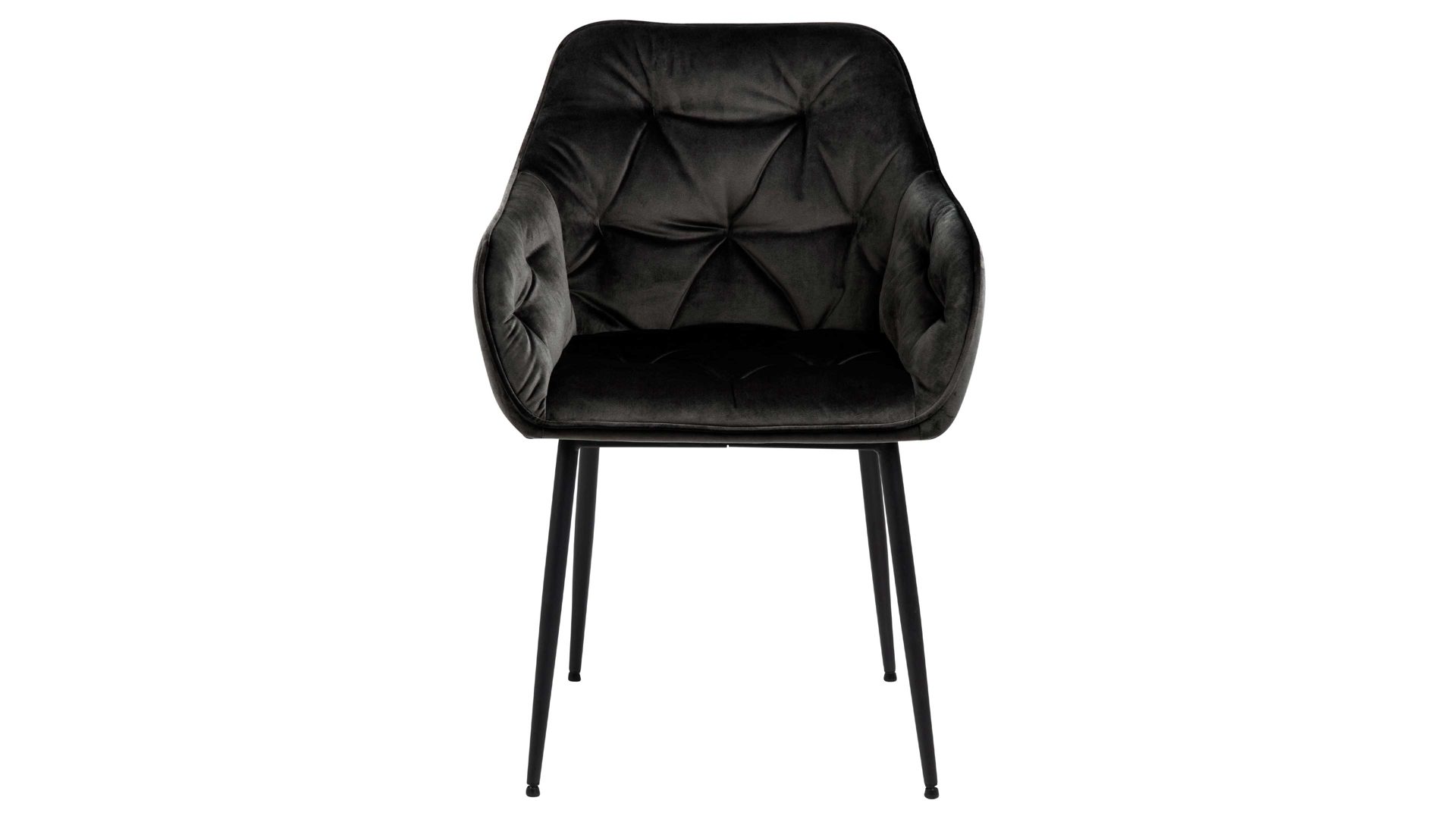 Vierfußstuhl Actona group aus Stoff in Anthrazit Armlehnstuhl Brooke graubrauner Samt Vic 73AC & schwarzes Metall