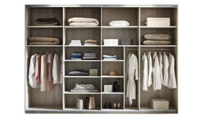 Kleiderschrank Wiemann | oeseder aus Holz in Weiß Kleiderschrankprogramm Phoenix – Kleiderschrank Champagner & Schiefer - vier Türen, Breite ca. 330 cm