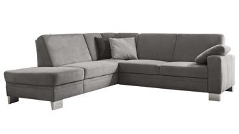 Ecksofa modulmaster aus Stoff in Grau Modulmaster MM-ZE1001 - Ecksofa graue Chenille Belle & silberfarbene Füße – Stellfläche ca. 259 x 241 cm