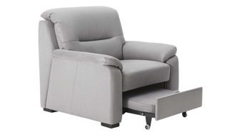 Polstersessel modulmaster aus Stoff in Hellgrau Modulmaster MM-PP1009 - Polstersessel mit Hocker graue Mikrofaser Holiday & schwarze Holzfüße