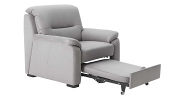 Polstersessel modulmaster aus Stoff in Hellgrau Modulmaster MM-PP1009 - Polstersessel mit Hocker graue Mikrofaser Holiday & schwarze Holzfüße