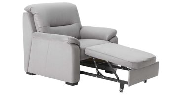 Polstersessel modulmaster aus Stoff in Hellgrau Modulmaster MM-PP1009 - Polstersessel mit Hocker graue Mikrofaser Holiday & schwarze Holzfüße