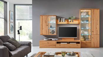 Wohnwand Rietberger möbelwerke | rmw aus Holz in Holzfarben Viva Wohnkombination Kernbuche – Breite ca. 330 cm