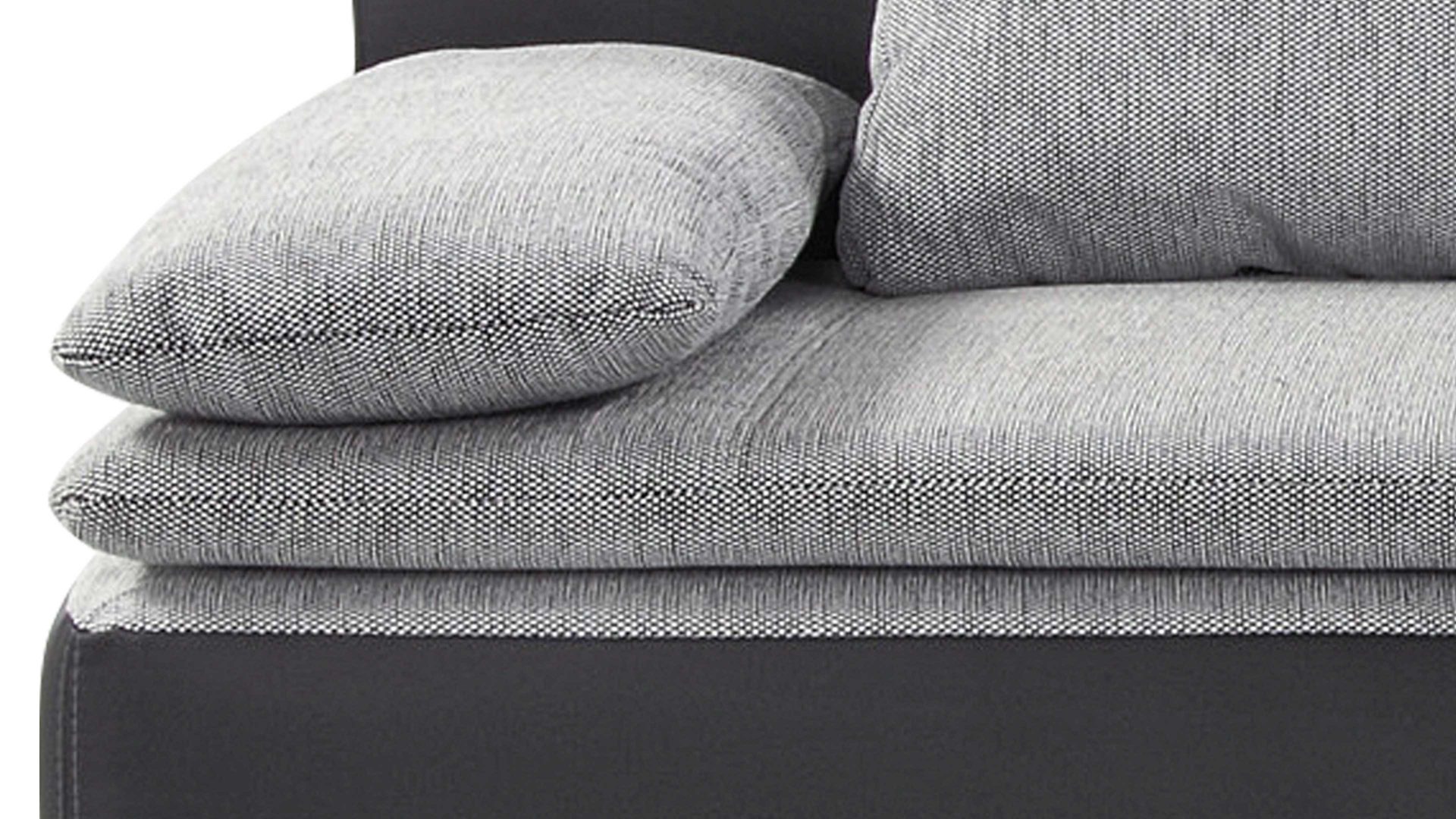 Schlafsofa Job aus Stoff in Schwarz Schlafsofa Duett als Polstermöbel mit Schlaffunktion schwarzes Kunstleder 440.16 & hellgrauer Webstoff 543.09