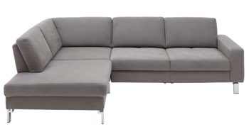 Ecksofa SOFAkultur aus Stoff in Grau SOFAkultur Programm SK 239 - Ecksofa fangofarbener Bezug Crown & Chromfüße – Stellfläche ca. 202 x 259 cm