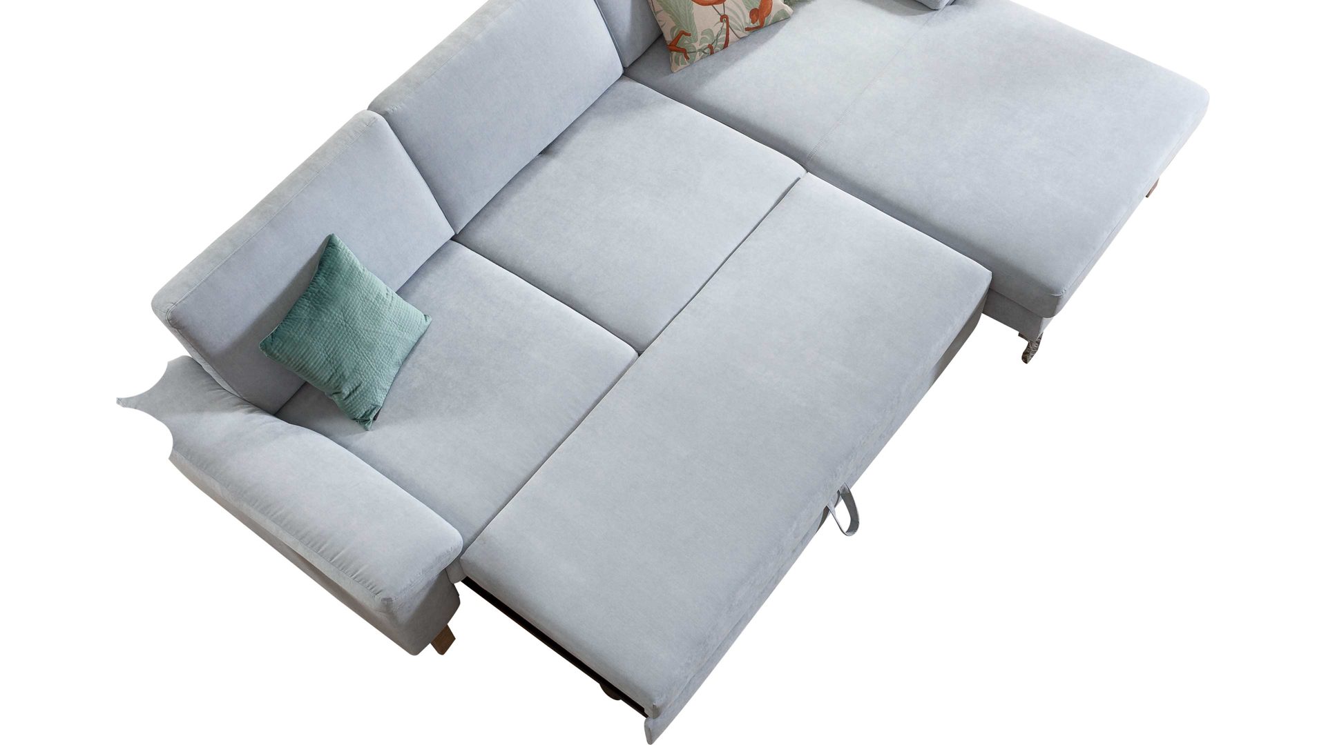 Funktion SOFAkultur aus Stoff in Hellblau SOFAkultur Programm SK 239 - Schlaffunktion hellblauer Velours Matrix