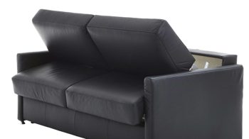 Schlafsofa comfortmaster besser sitzen, liegen, leben aus Leder in Schwarz Comfortmaster Schlafsofa Molto mit Faltbett-Funktion bzw. Polstermöbel schwarzes Leder 10-1014 & verchromte Metallfüße - Breite ca. 188 cm